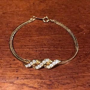 Avon Vintage Goldtone CZ Twist Bracelet